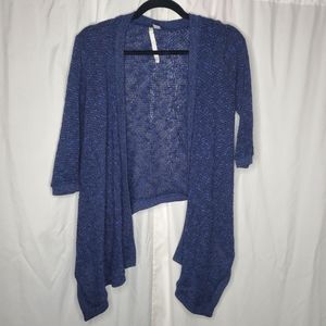 ♤ Lauren Conrad Blue Waterfall Hem Cardigan Lightweight Loose Knit Size XS